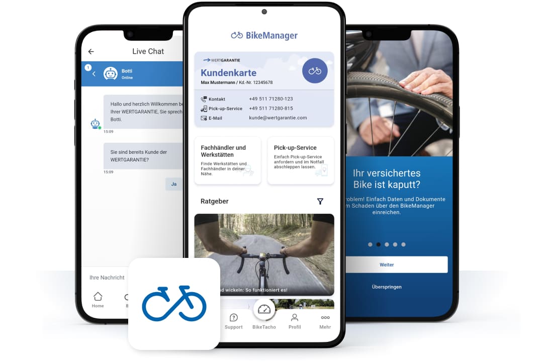 Screens der BikeManager App